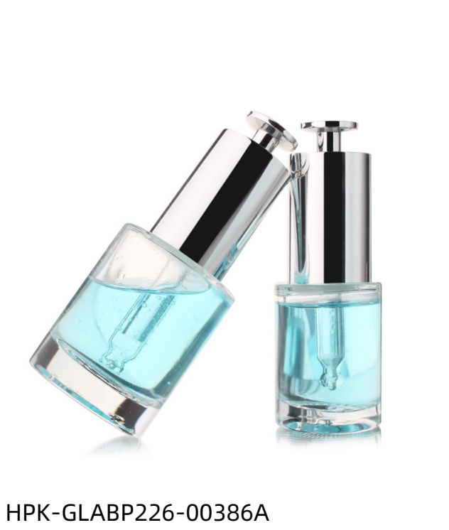 Thick Base Glass Bottle with Metalized T-shaped Push-button Pipette Cap